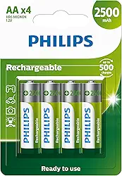 Pilha Philips recarregável AA 1.2V 2.500mAh com 4 unidades R6B4RTU25/59