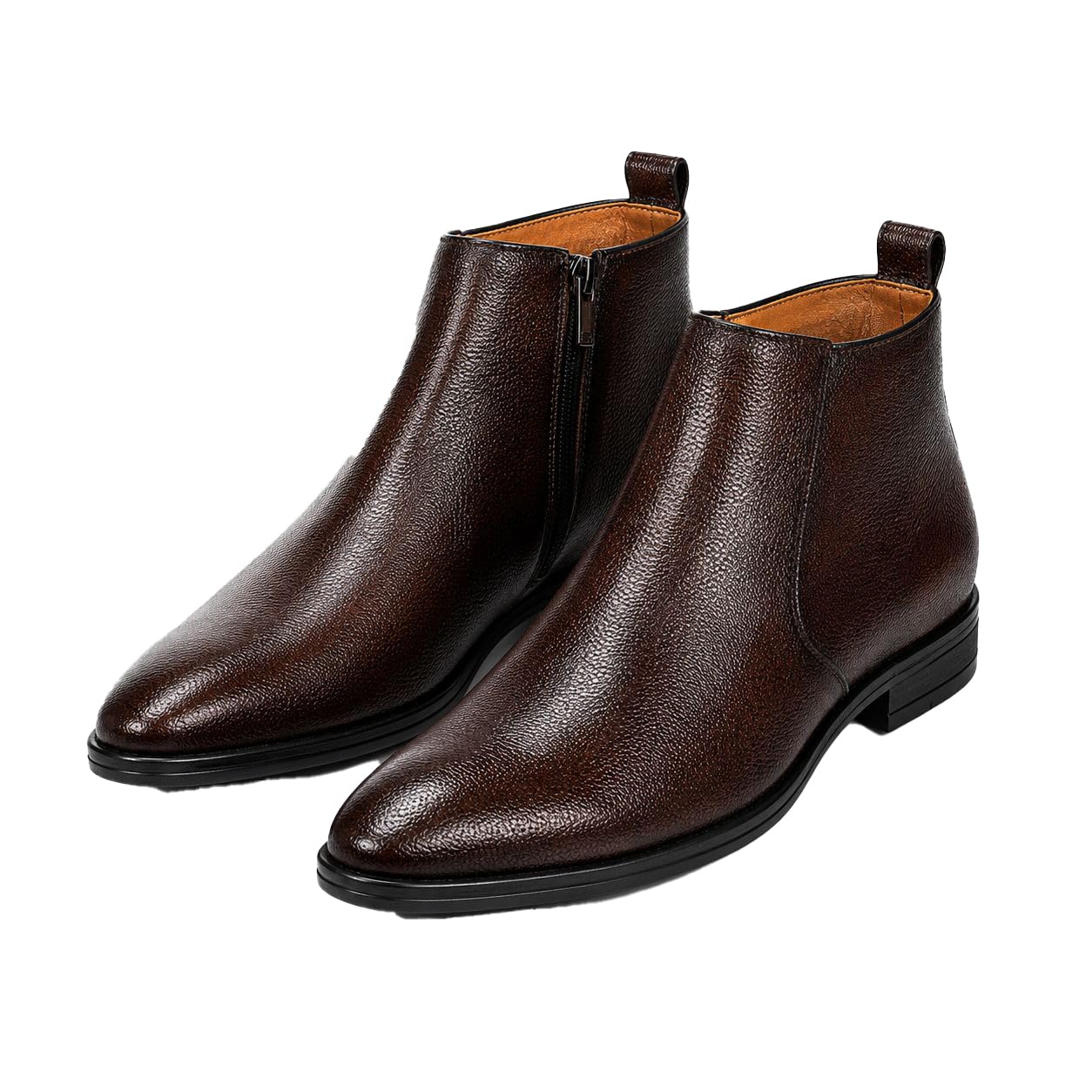 Men's Genuine Leather Chelsea Boots | Premium Brown Side Zip Ankle Boots for Formal & Casual Wear-image-29