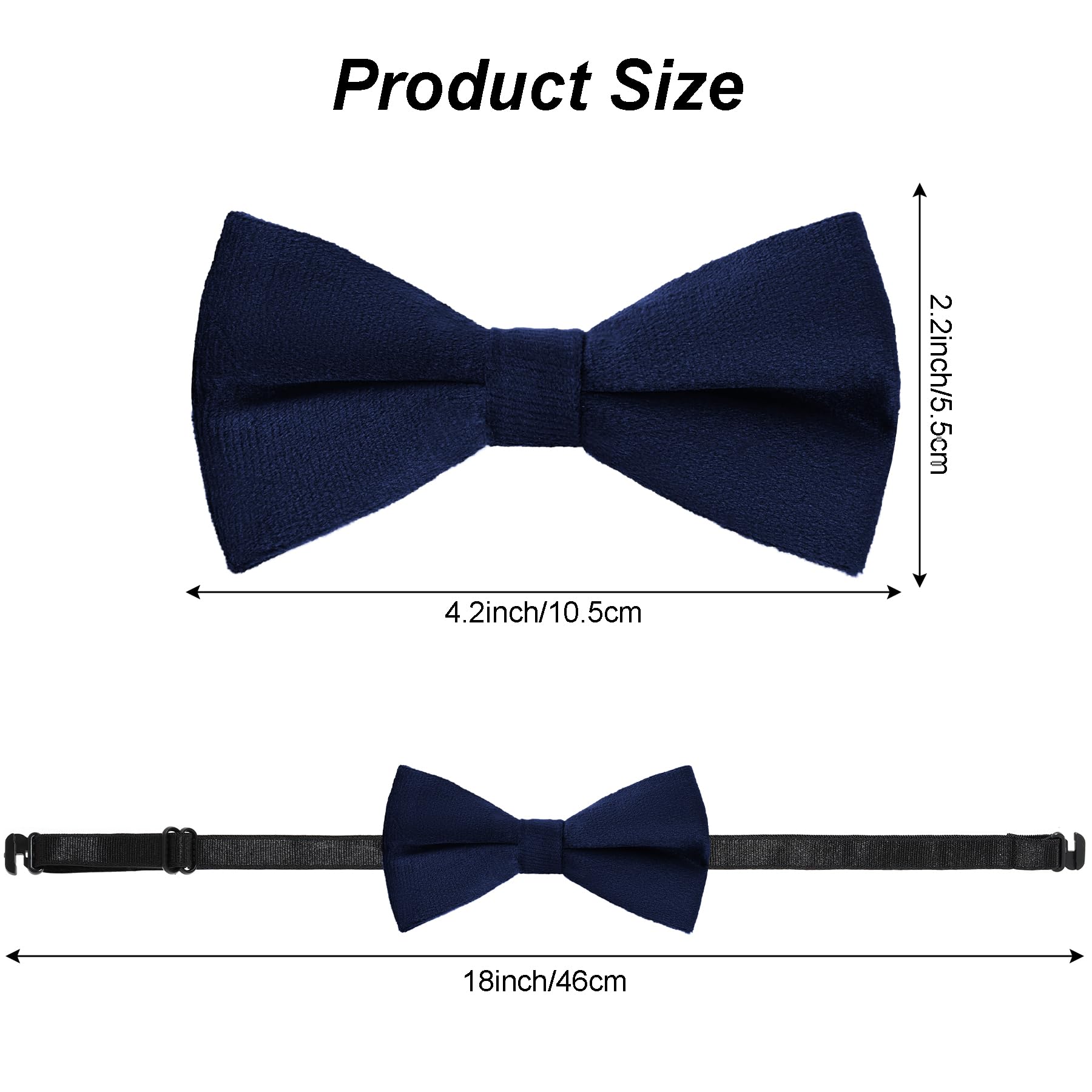 Bskifnn Velvet Kids Bow Tie Classic Solid Color Bow Tie Adjustable Neck Bowtie for Kids Wedding Party (Navy Blue)