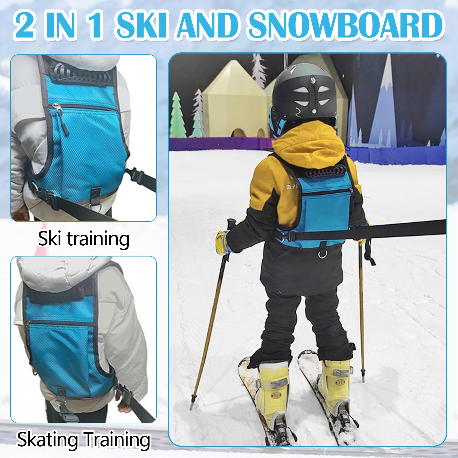 Imbracatura per Bambini da Sci e Snowboard, Imbracatura da Sci Bambini Principiante Snowboard Zaino da Allenamento Corde di Sicurezza per L'apprendimento della Bicicletta da Skate