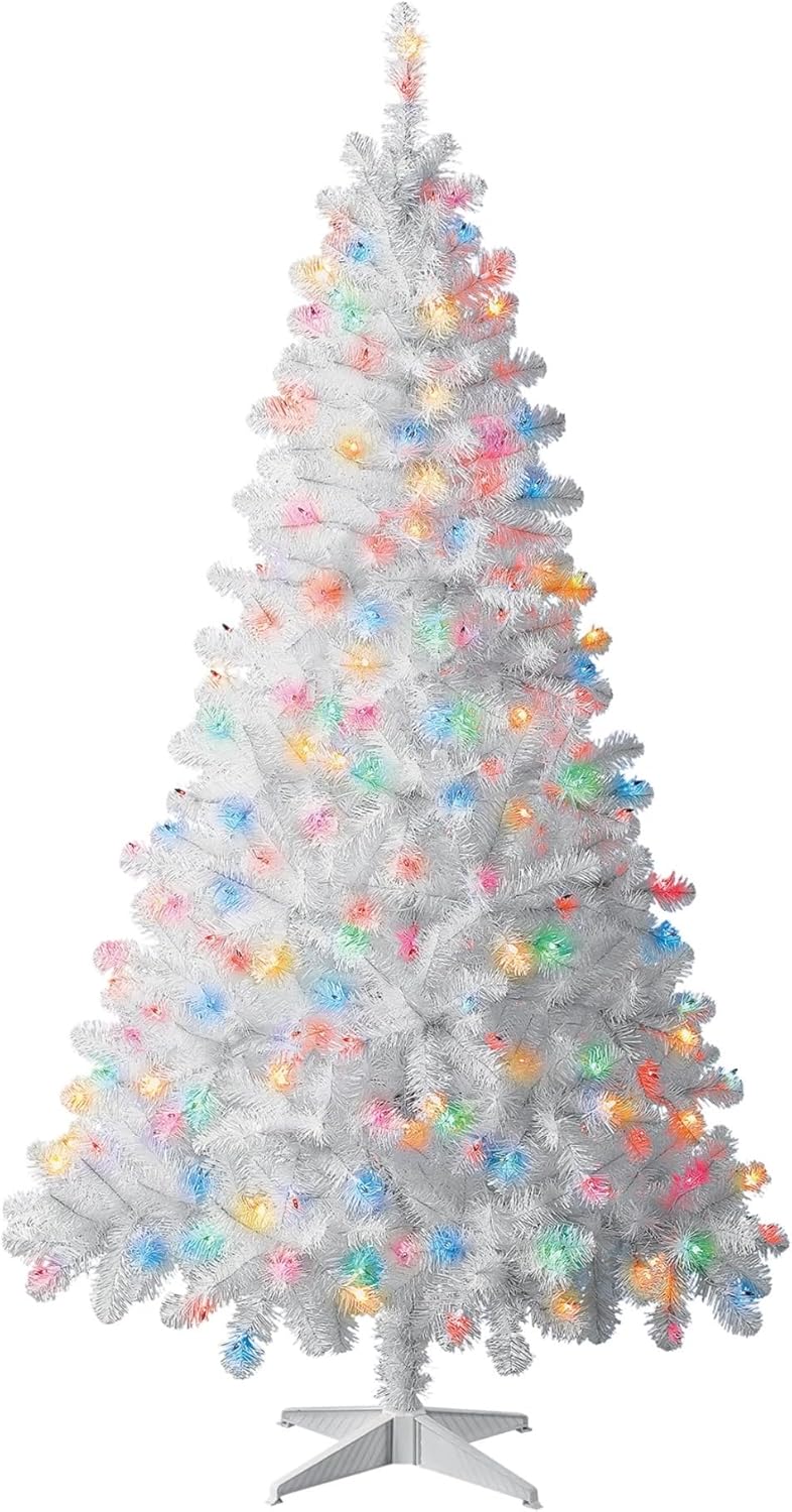 6.5 ft PreLit Madison Pine White Artificial Christmas Tree