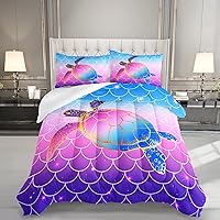 Vista 14 de HOSIMA Juego de ropa de cama para niñas con temática de caballos, juego de edredón estampado de flores de cerezo rosa con 2 fundas de almohada