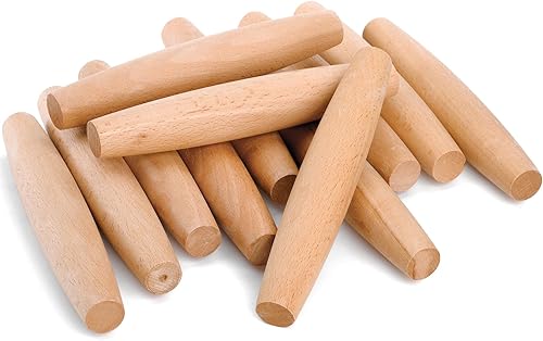 Elsjoy Paquete de 12 rodillos de madera pequeños de 8 pulgadas, rodillo de madera antiadherente para hornear pasteles, galletas, pasta, albóndigas