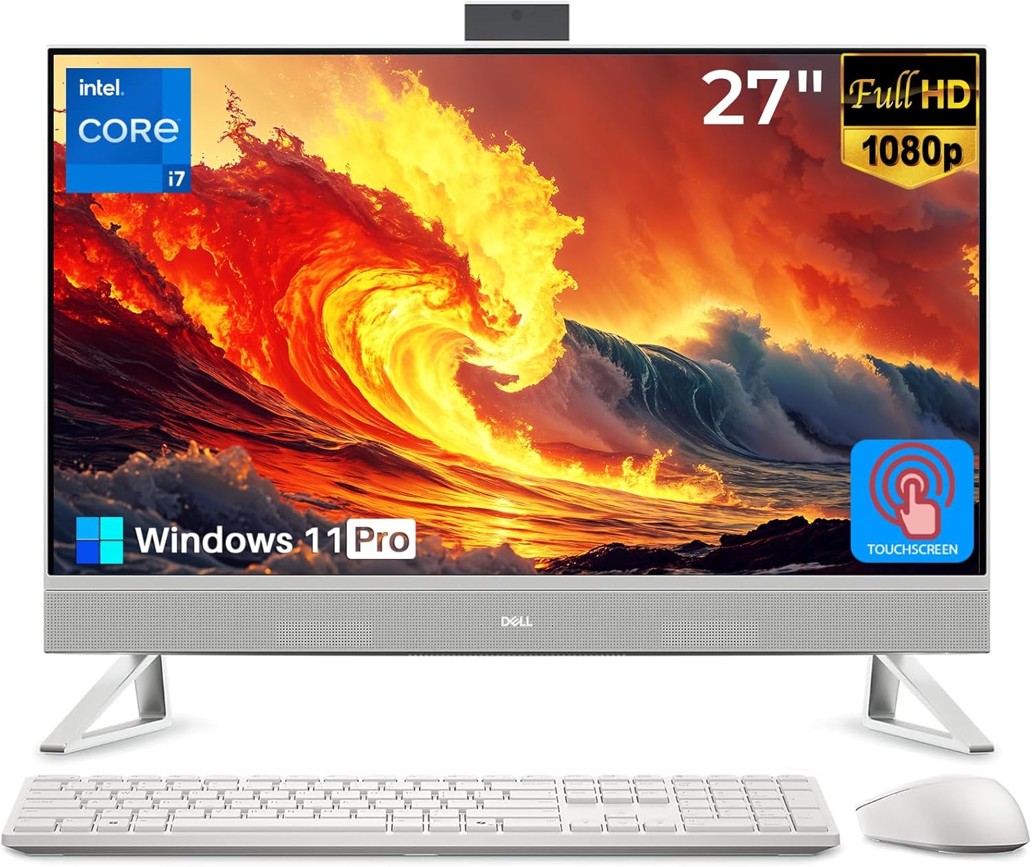 Dell 27 All in One Touchscreen Desktop Computer, 27" FHD IPS Touch Screen Display, Intel Core 7 150U, 32 GB DDR5, 1 TB SSD, NVIDIA GeForce MX570A GDDR6, Wi-Fi 6E, Wireless KB & Mouse, Windows 11 Pro