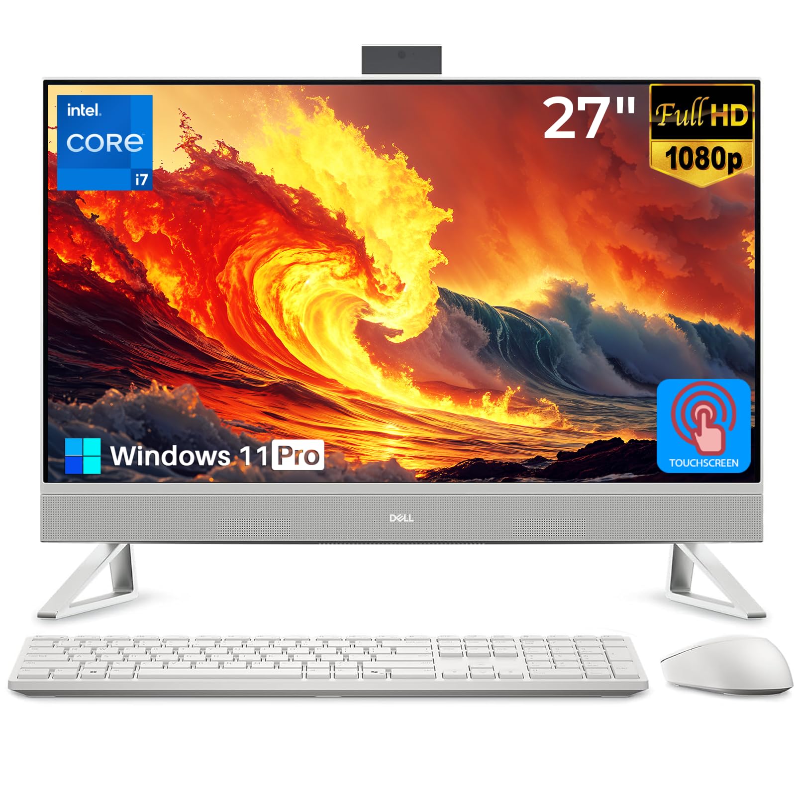 Dell 27 All in One Touchscreen Desktop Computer, 27" FHD IPS Touch Screen Display, Intel Core 7 150U, 64 GB DDR5, 2 TB SSD, NVIDIA GeForce MX570A