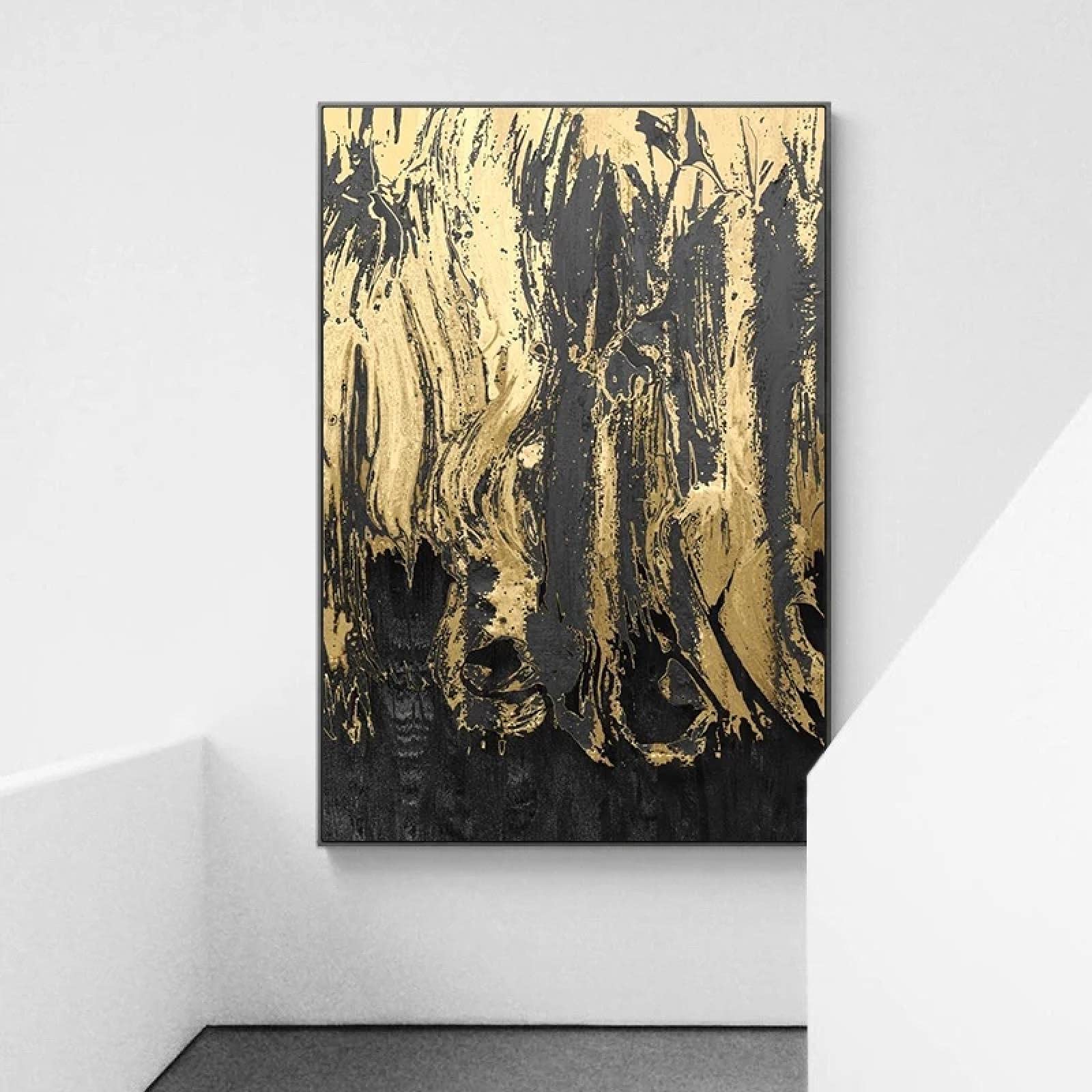 XIANGPEIFBH Albero della vita in oro dipinto poster e stampe su tela quadri astratti quadri moderni per la casa arredamento soggiorno 70x105 cm (28x41 pollici) con cornice