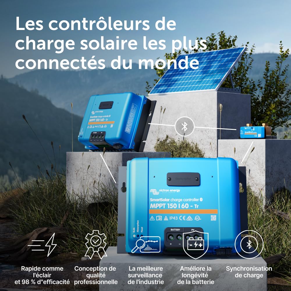 Victron Energy SmartSolar MPPT TR 150V 60 amp 12/24/36/48-Volt Contrôleur de Charge Solaire (Bluetooth)