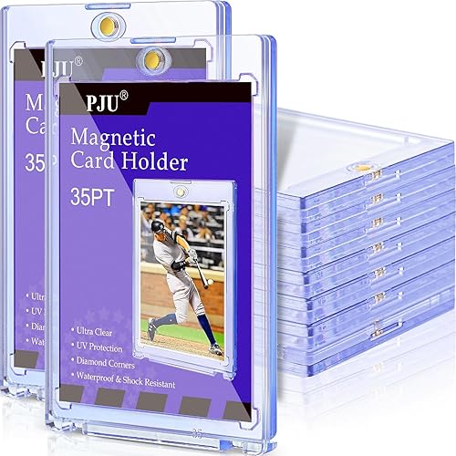 30ct Magnetic Card Holder, 35pt One Card Holder Touch for Trading Cards, U-V Protection Magnetic Card Case for Baseball Cards, Card Protectors Hard Plastic, Display Case for Game Cards, Sports Cards - 30