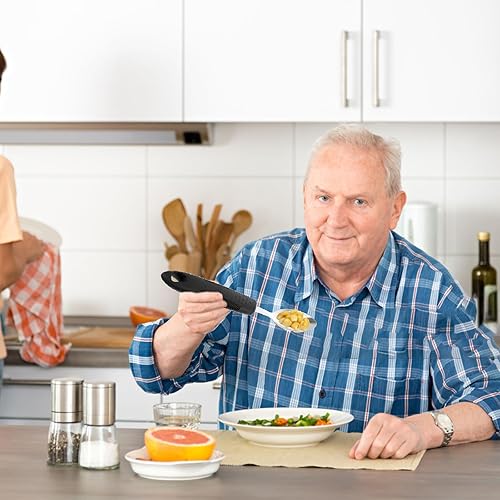 Miniatura 7 de Juego de 3 cubiertos de fácil agarre, juego de utensilios adaptables para adultos, tenedor, cuchara y cuchillo balancín para ancianos, artritis,