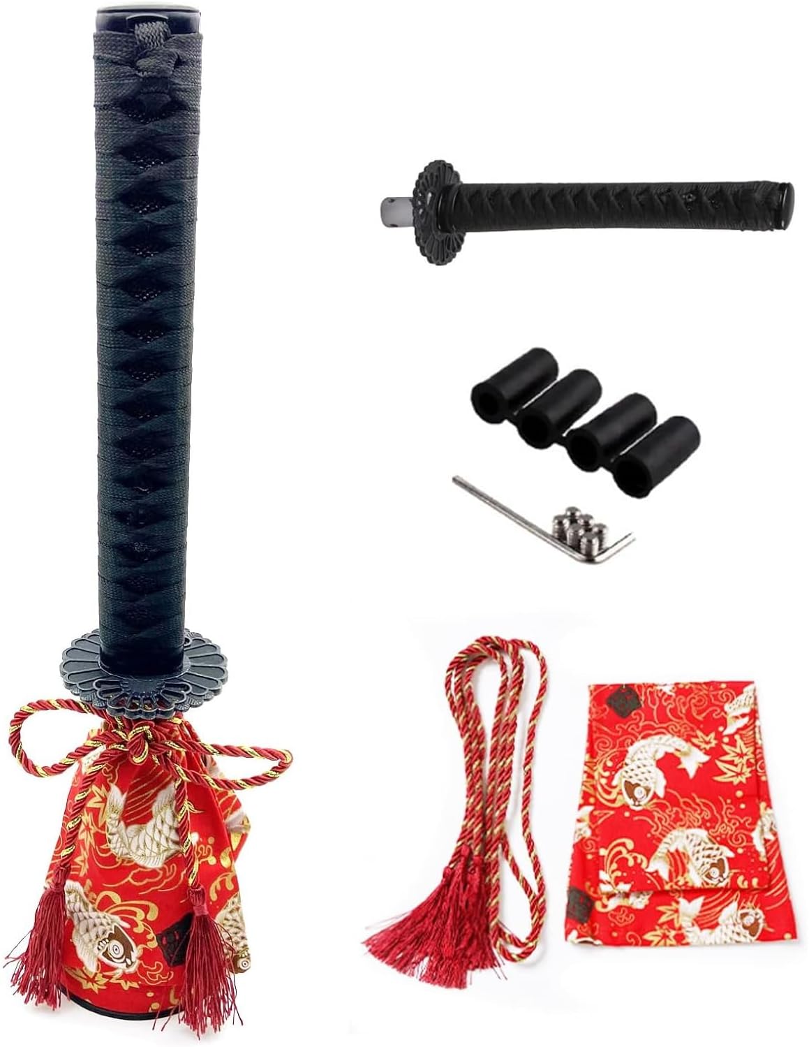 Samurai Sword Katana Automatic Shift Knob with Shift Knob Boot Cover Kit for Most Manual/Automatic Transmission Cars (red)