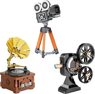 3 in 1 Vintage Model Building Set for Adults Teens 14+, Retro Phonograph Projector Camera Collectible and Display Model Home Office Decor, Creative Birthday Gifts (705 Pieces)