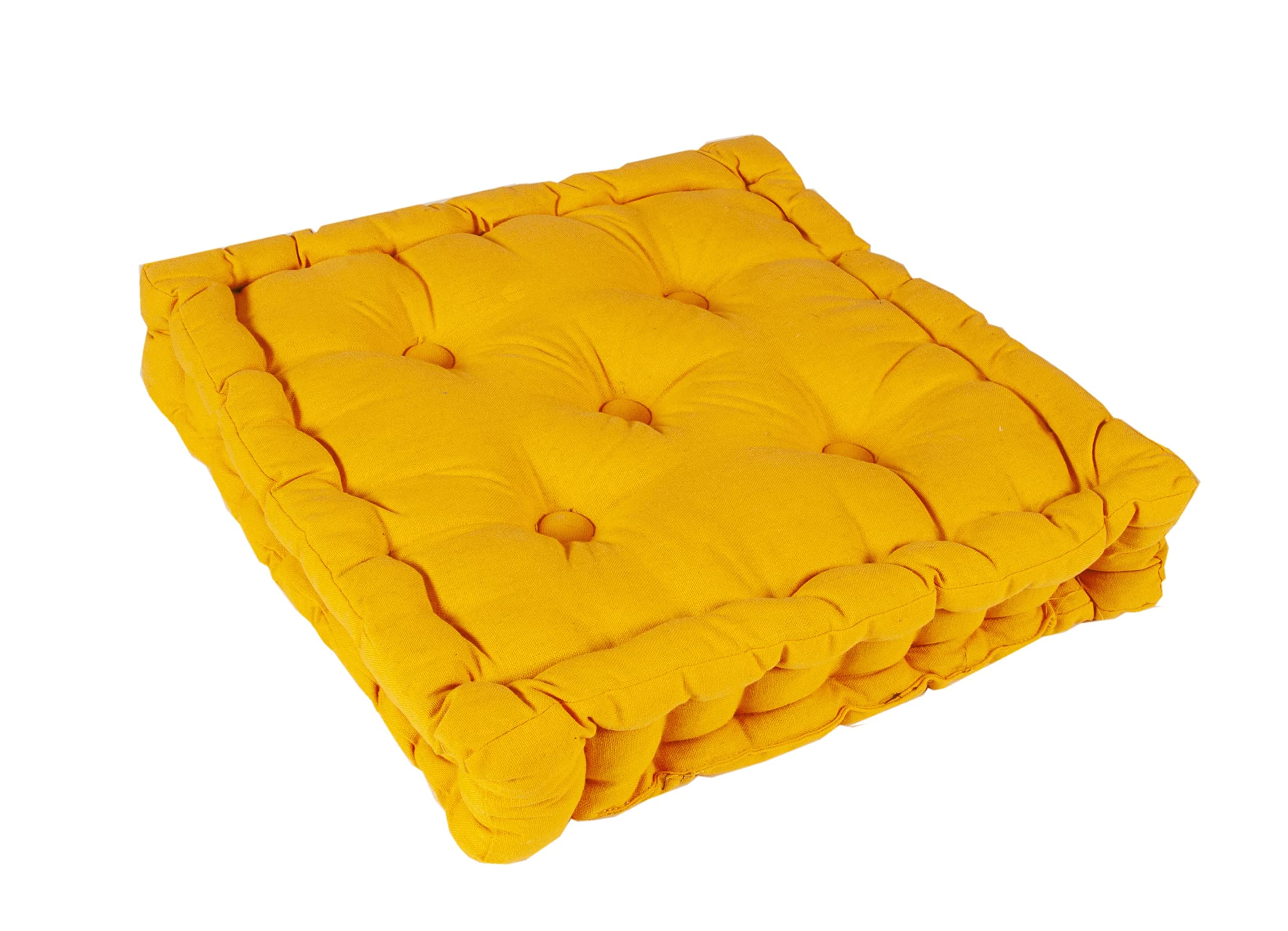 Atout Ciel Cuscino da pavimento 40 x 40 cm con manico a contrasto, giallo senape, quadrato
