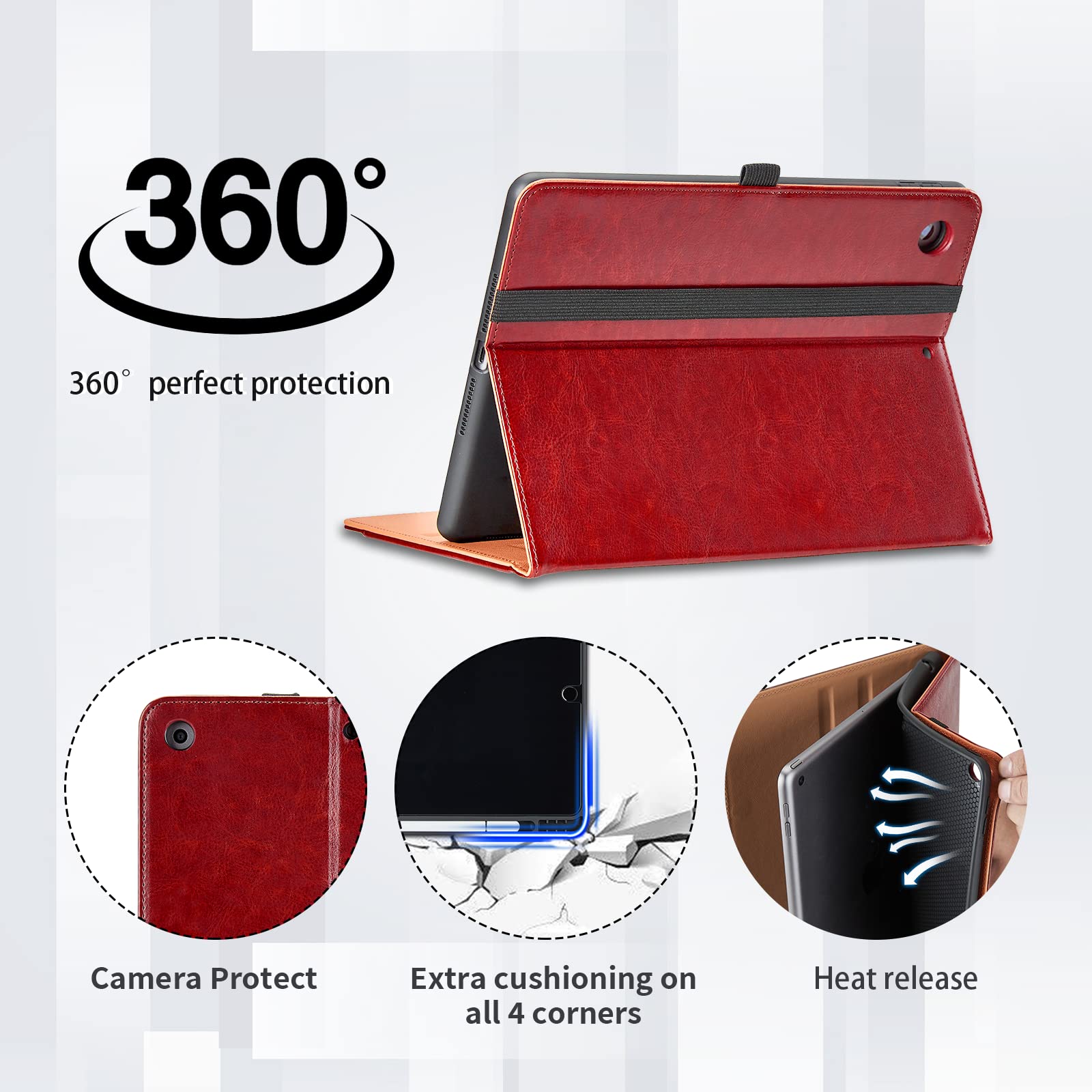 Funda Para IPad 9.7 Pulgadas 6ª/5ª Generación 2018/2017, Para IPad Air 2/Air 1 - Funda De Piel Sintética Con Correa De Mano, Funda Para Tableta Inteligente De Encendido Y Apagado Automático