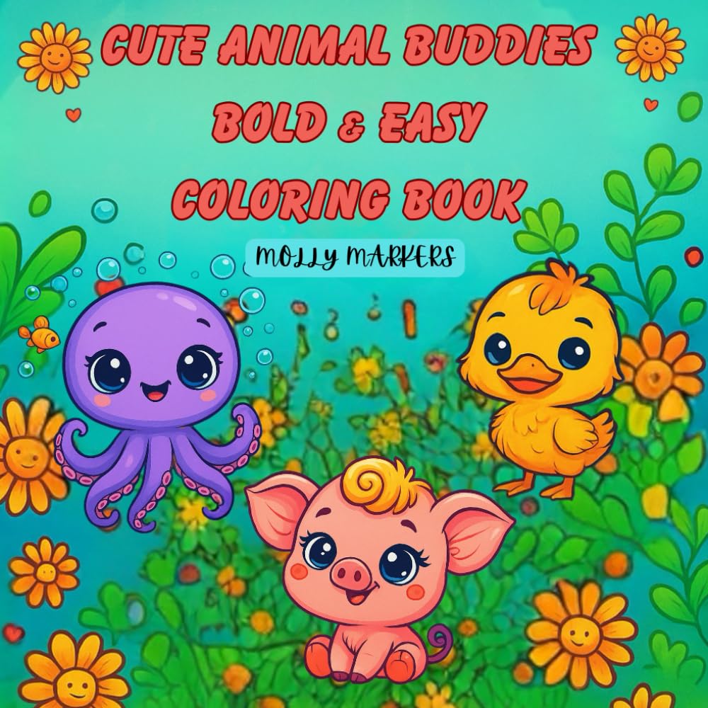 Cute Animals Buddies: Bold & Easy Coloring Book
