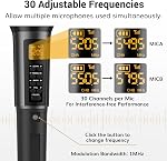 Microphone sans fil, TONOR UHF Mic sans fil métallique avec récepteur, pour Karaoké, chant, fête, mariage, DJ, Discours, 200ft(TW525)