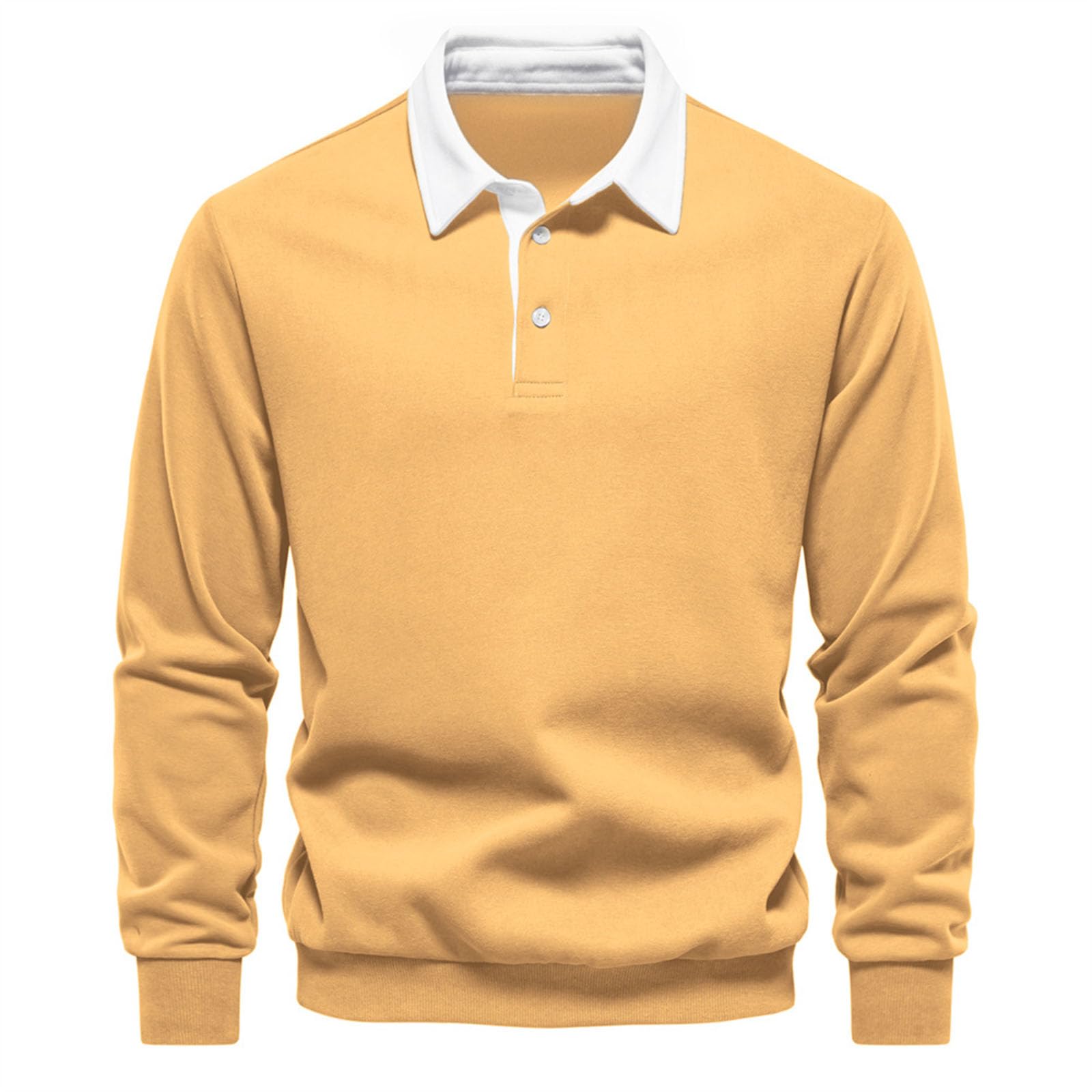 MakingDa Sweat Homme Col Polo Manches Longues Chaud Pullover Sweatshirt Hiver Thermique Couleur Unie Coton Pull Top