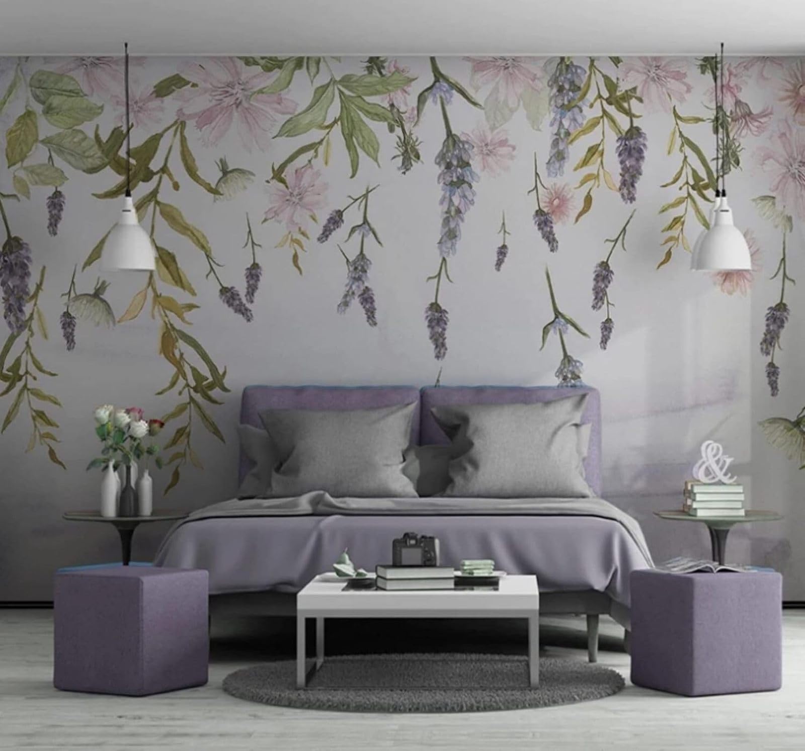 XLMING Hand Drawn Fresh Green Leaves Flowers Pastoral 3D Wallpaper Luxury Home Dining Decor Paste Sofa Living Room The Wall for Bedroom Mural-150cm×105cm