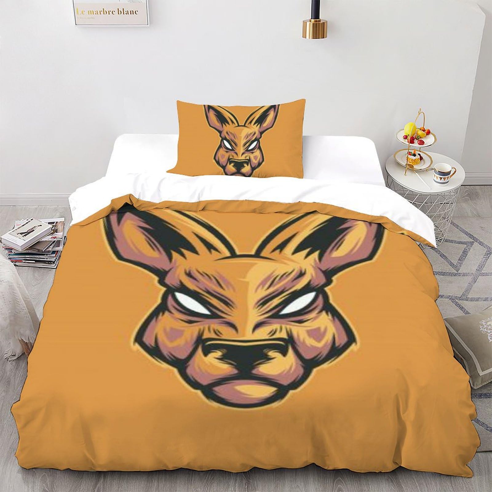 Housse de couette animaux 135x200 microfibre douce taies d'oreiller enfant