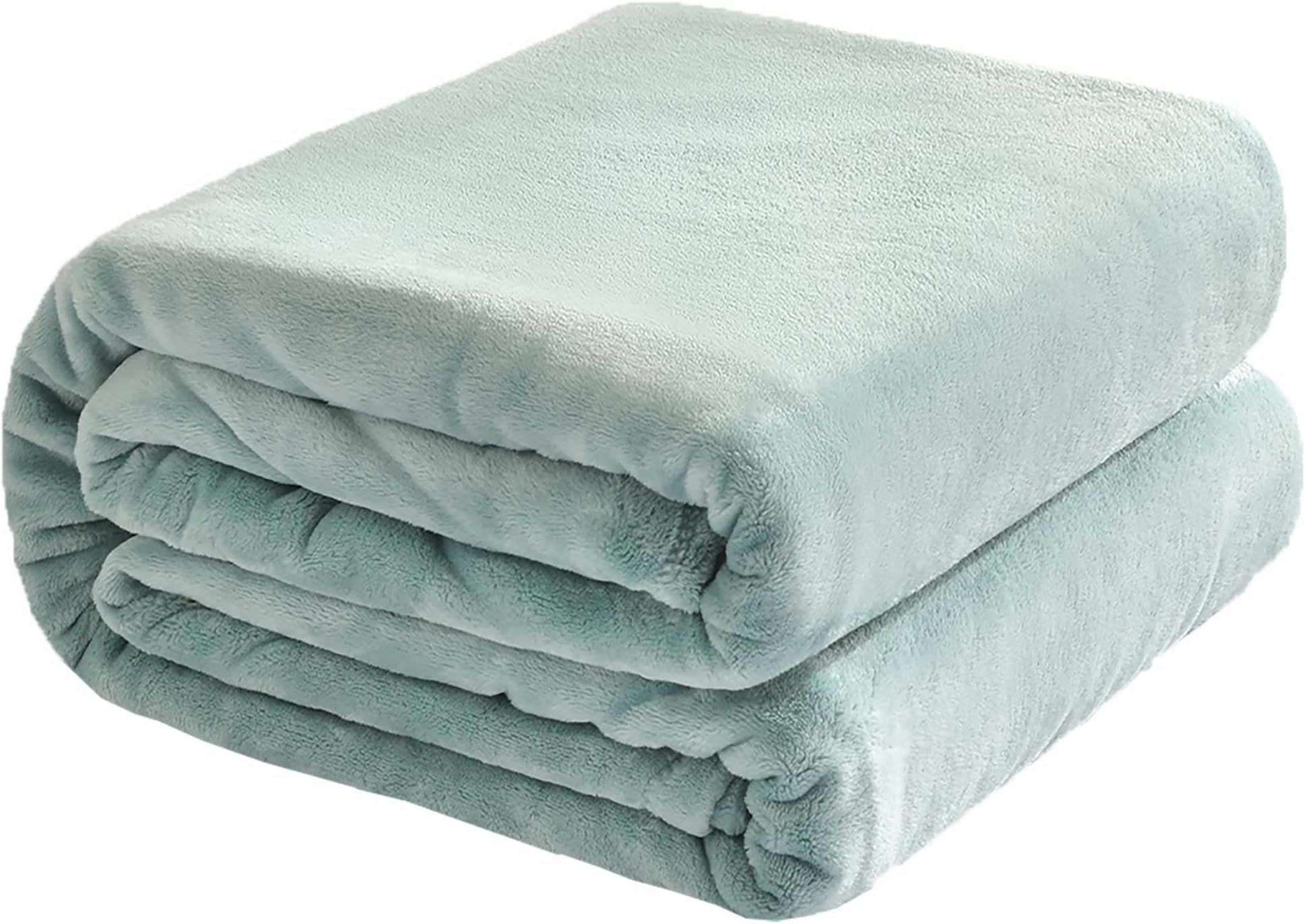 Kingole Flannel Fleece Microfiber Throw Blanket, Luxury Celadon Twin Size Lightweight Cozy Couch Bed Super Soft and Warm Plush Solid Color 350GSM (66 x 90 inches)