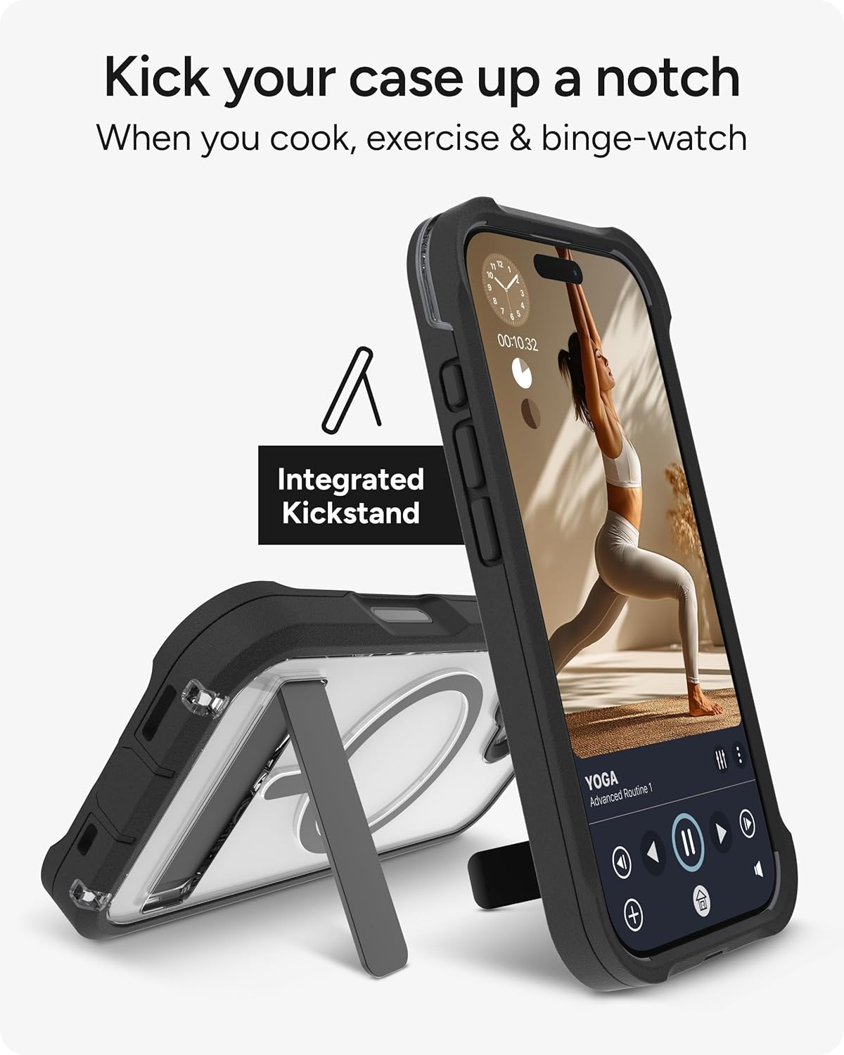 ZAGG Rainier Case with Kickstand for iPhone 17 - Black, Graphene 22ft (7m) Drop Protection, Lanyard Attach Points, MagSafe, Wireless Charging Compatible, 2-Piece Design, Phone Case - Image 5