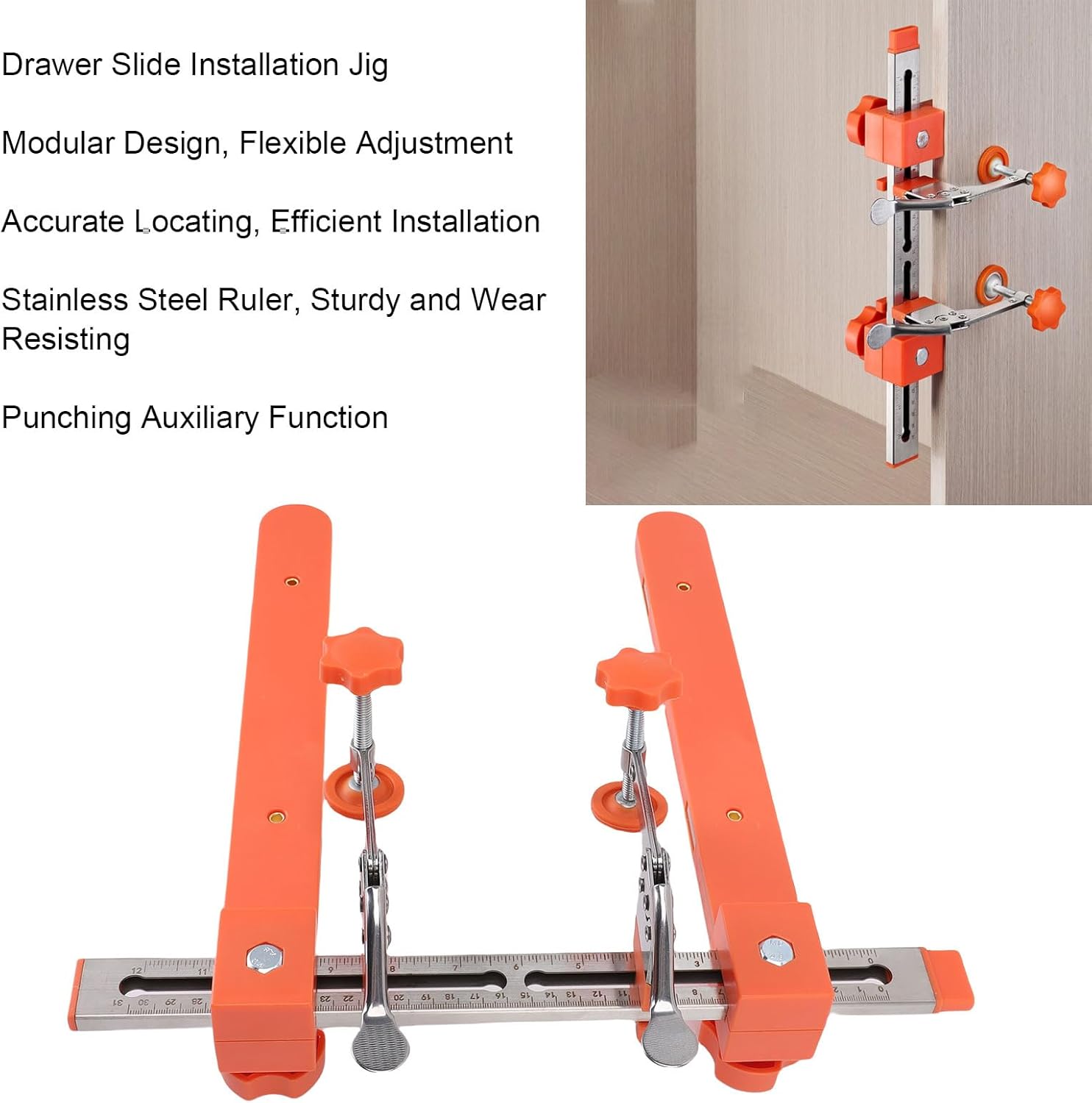Hilitand Drawer Slide Jig, Cabinet Drawer Installation Tool with Accurate Positioning Mechanism for Woodworking Enthusiasts, Fast and Stable Results for Home Projects