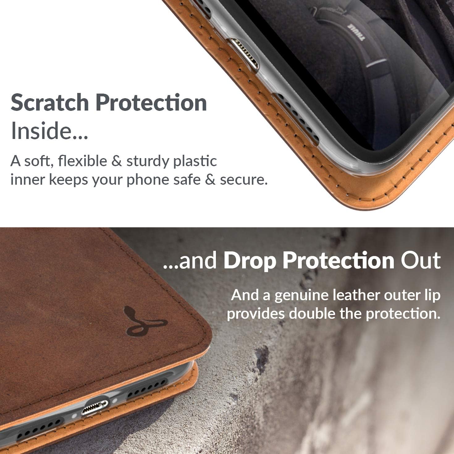 Snakehive Leather Wallet for iPhone 11 || Real Leather Wallet Phone Case || Viewing Stand & 3 Card Holder || Flip Folio Cover with Note Slot (Brown) - Image 4