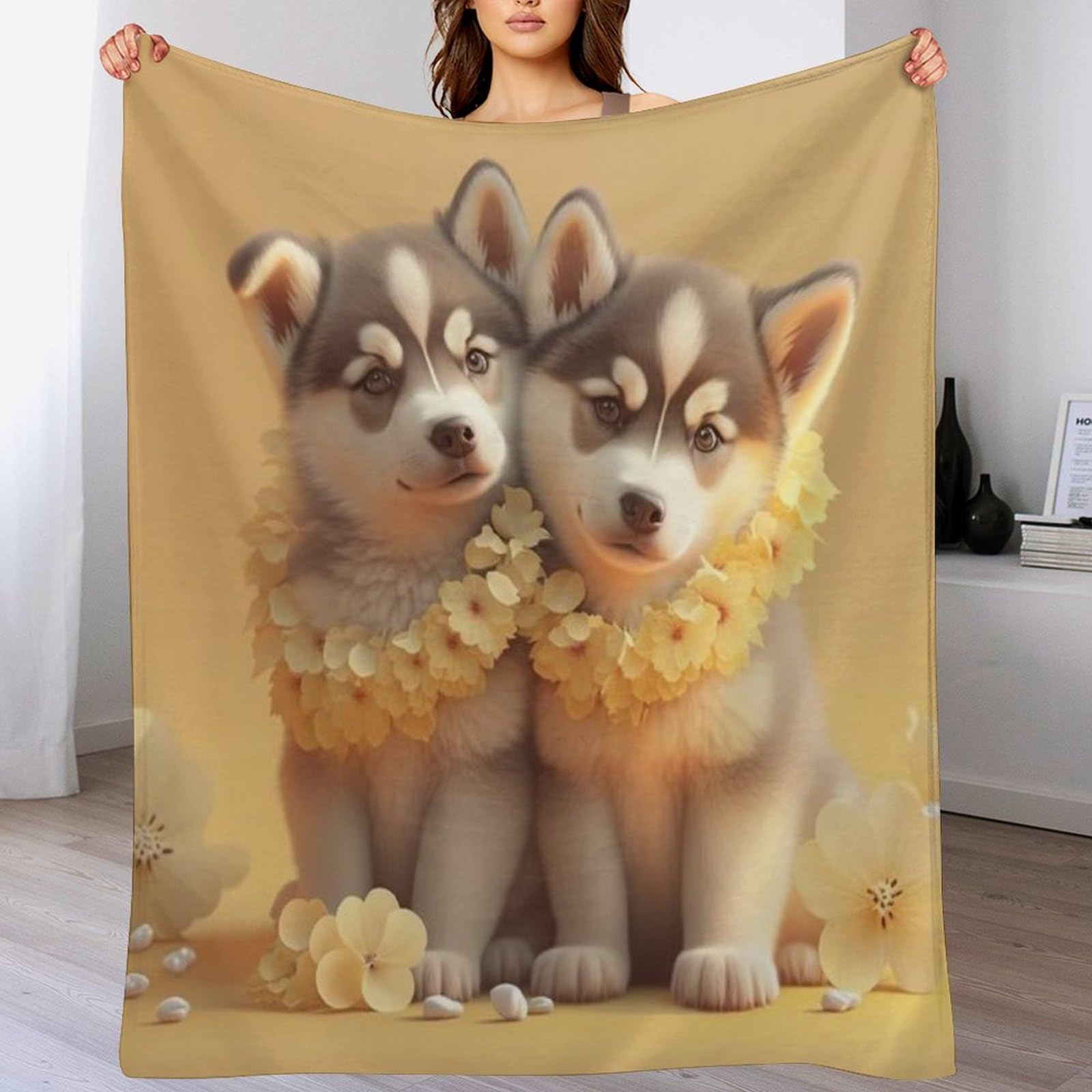 GGJJTT Cute Dog Blanket Warm Adult Super Soft Blanket Anti-pilling Machine Washable Throw Blanket For Adults & Kids 130×150cm