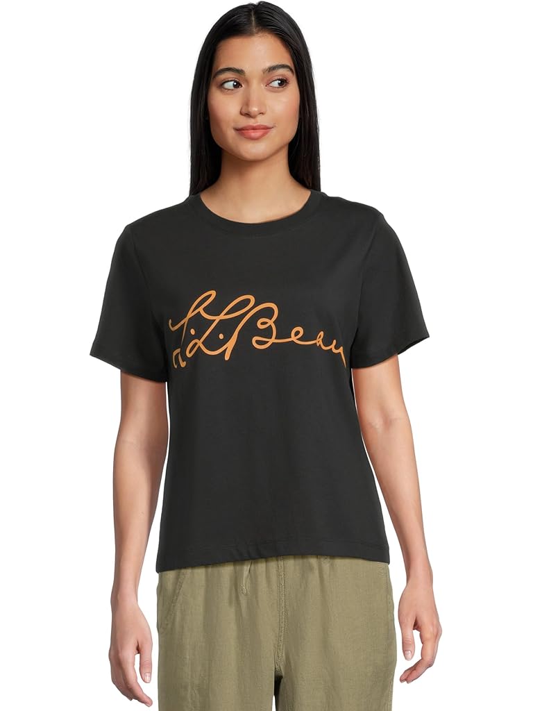 Black L.L.Bean Signature Premium Essential Novelty Short Sleeve Tee