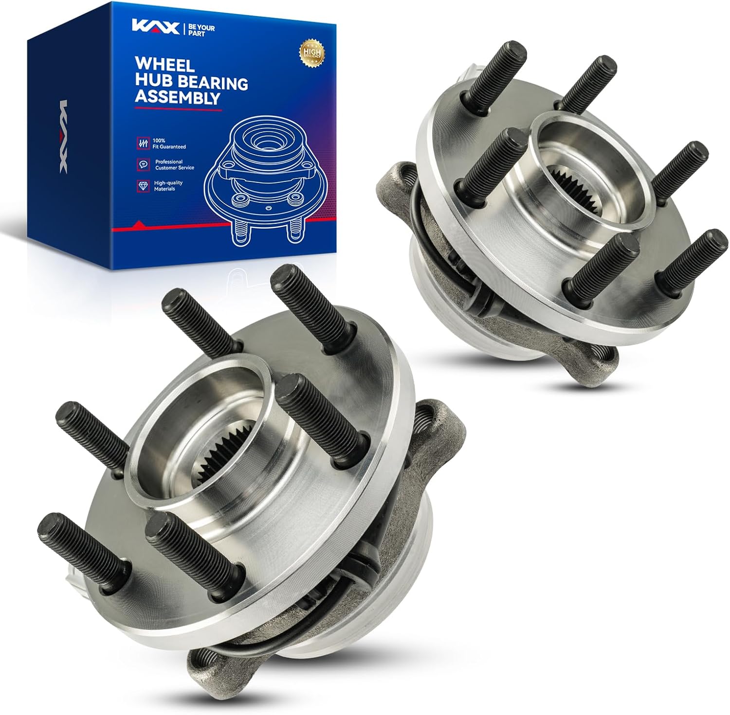 KAX 515065 Pair Front Wheel Hub Bearing Compatible with 2005-2012 Nissan Pathfinder 4.0L 4WD,6 Lug W/ABS