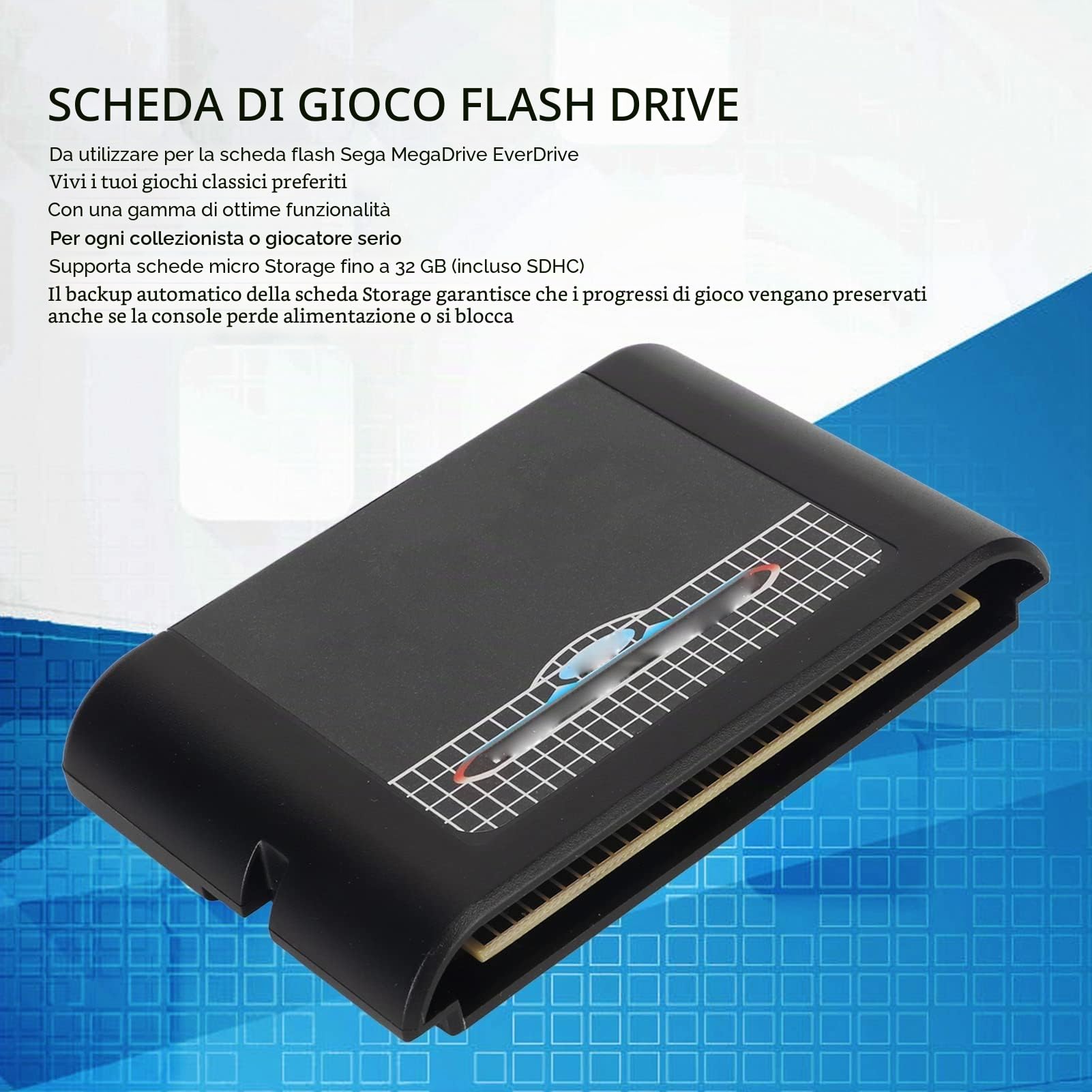 Cartuccia Flash MegaDrive Supporto Plug and Play Micro Scheda di Memoria da 32 GB per Console Genesis MegaDrive