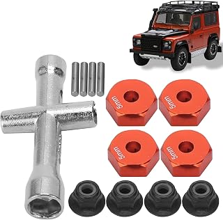 Adaptador de Cubo Hexagonal de Roda de Cubo Hexagonal de Alumínio BestAlice de 12 Mm Com Porca M4 e Chaves de 4 Vias, Adaptador de Cubo de Roda RC Porca de Trava de Espessura de