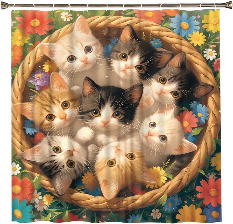 Paws Print Shower Curtain Colorful Rustic Old Barn Door Wood Board Cute Dogs Cat Pet Paw Abstract Animal Footprint Pattern Modern Bathroom Decor Set Fabric with Hooks 90Wx70H Inch