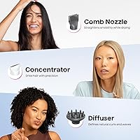 Vista 4 de Wavytalk Secador de pelo, secador de pelo iónico soplado para cabello rizado con difusor, secador de secado rápido de 1875 W con tecnología