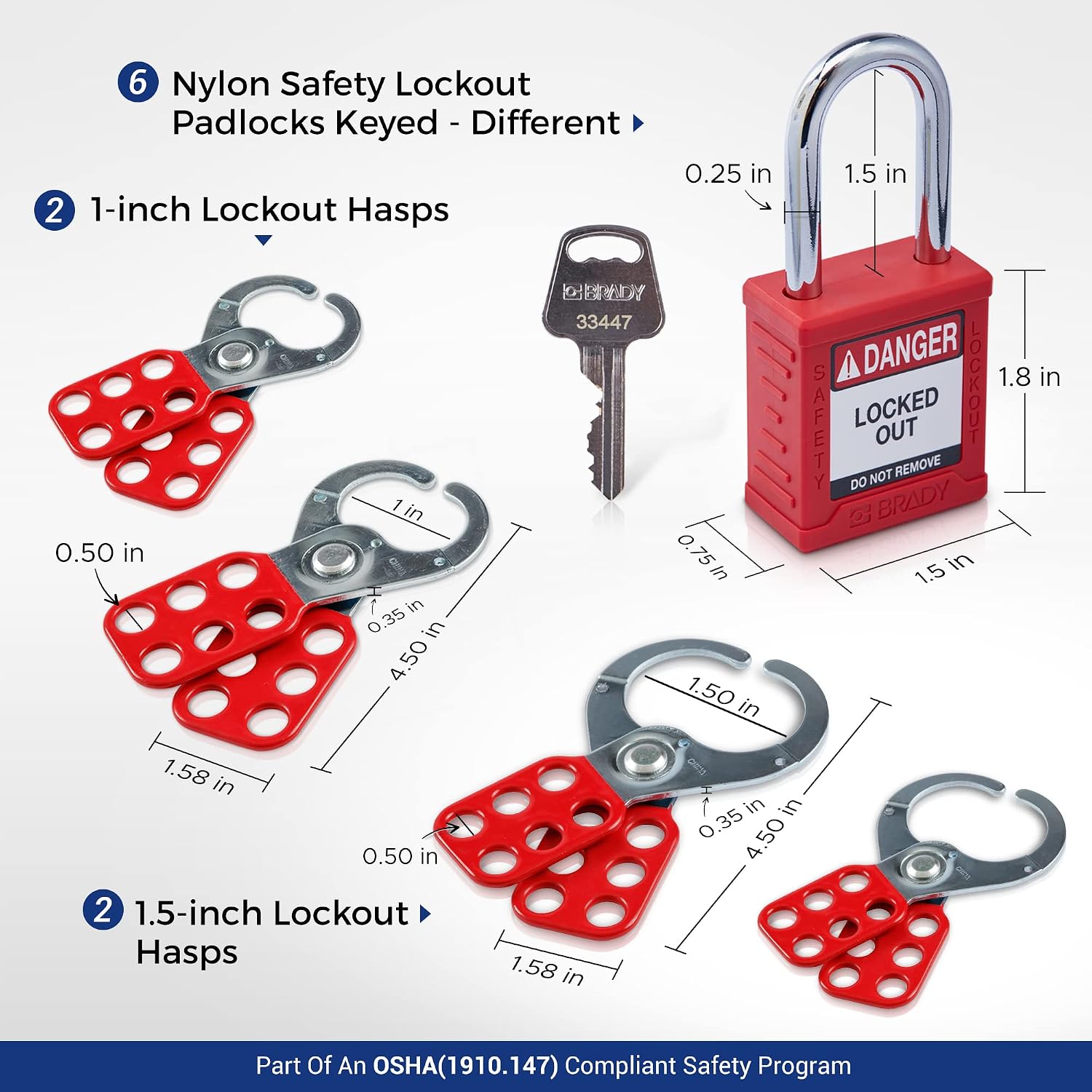 BRADY Lockout Tagout Station with Loto Devices. Lock Out Tag Out Kit Board Includes 12 Keyed Different Safety Lock Set, 4 Hasps for Padlocks. 20 Do Not Operate Tags for Lockout Safety Supply - 153683