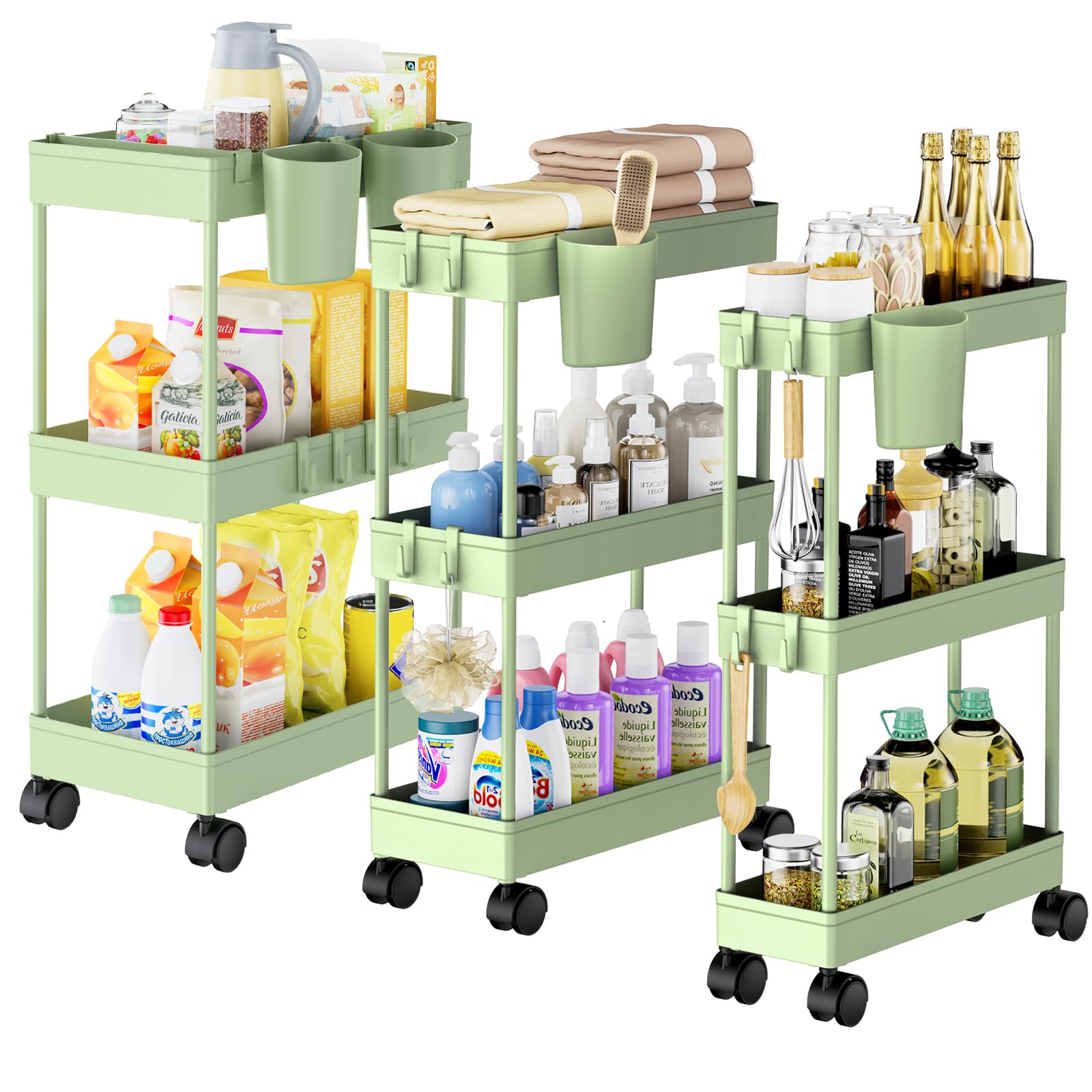 Chariot de rangement fin anti-désordre à roulettes pour petits espaces