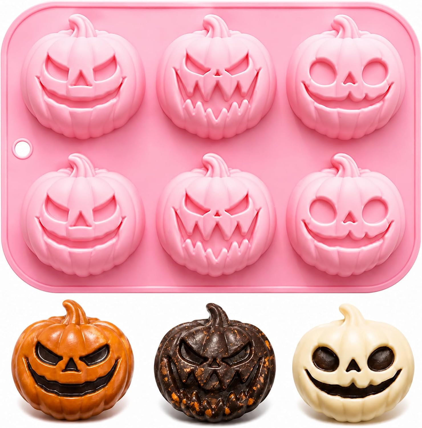 Pumpkin Mold for Halloween, Non-Stick Jack-O-Lantern Silicone Mold