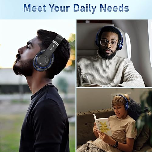 Miniatura 7 de Auriculares Bluetooth sobre la oreja, auriculares inalámbricos plegables 6S con 6 modos de ecualización, 40 horas de reproducción, auriculares