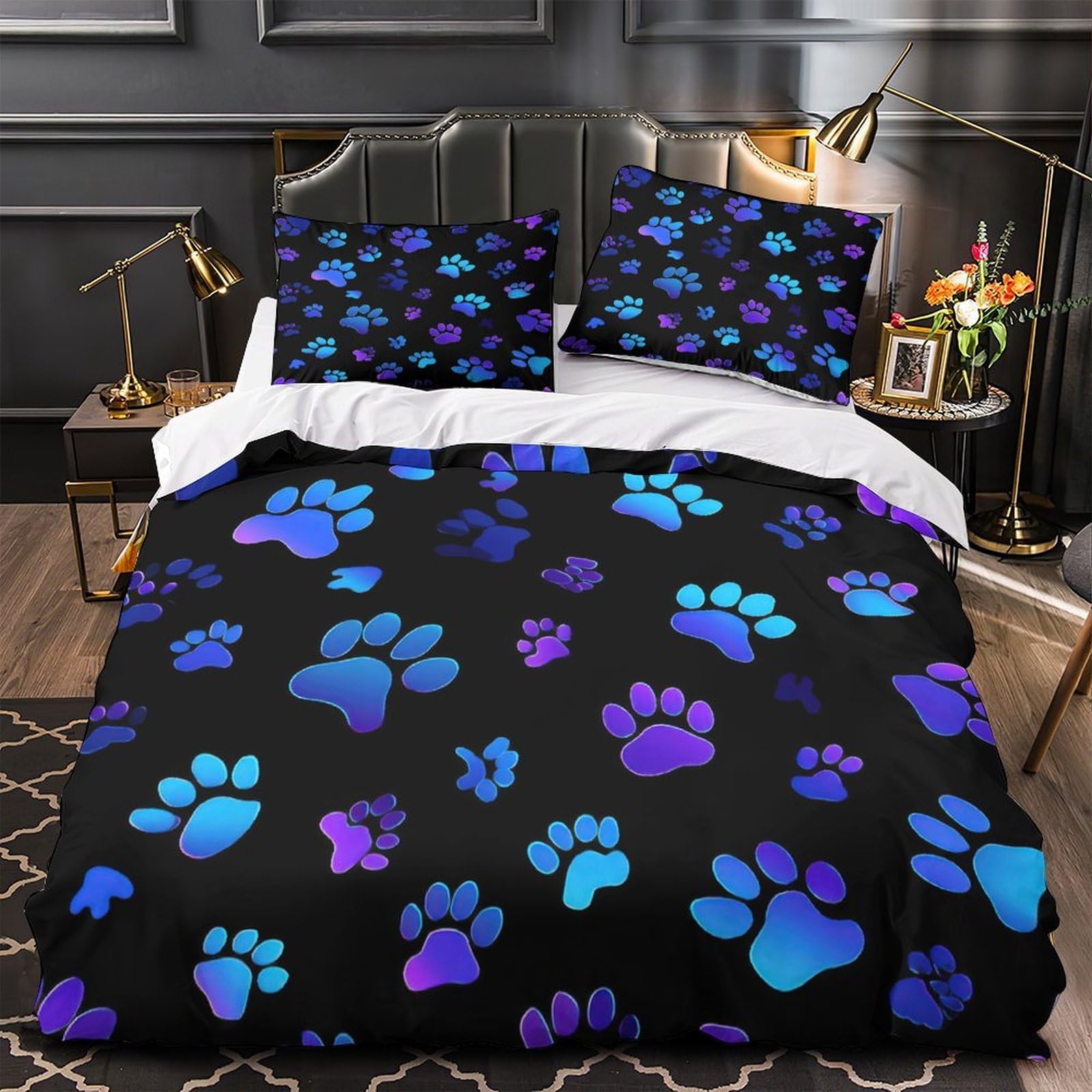 Parure de lit empreintes de pattes multicolores pour illuminer la chambre d'un adolescent dynamique