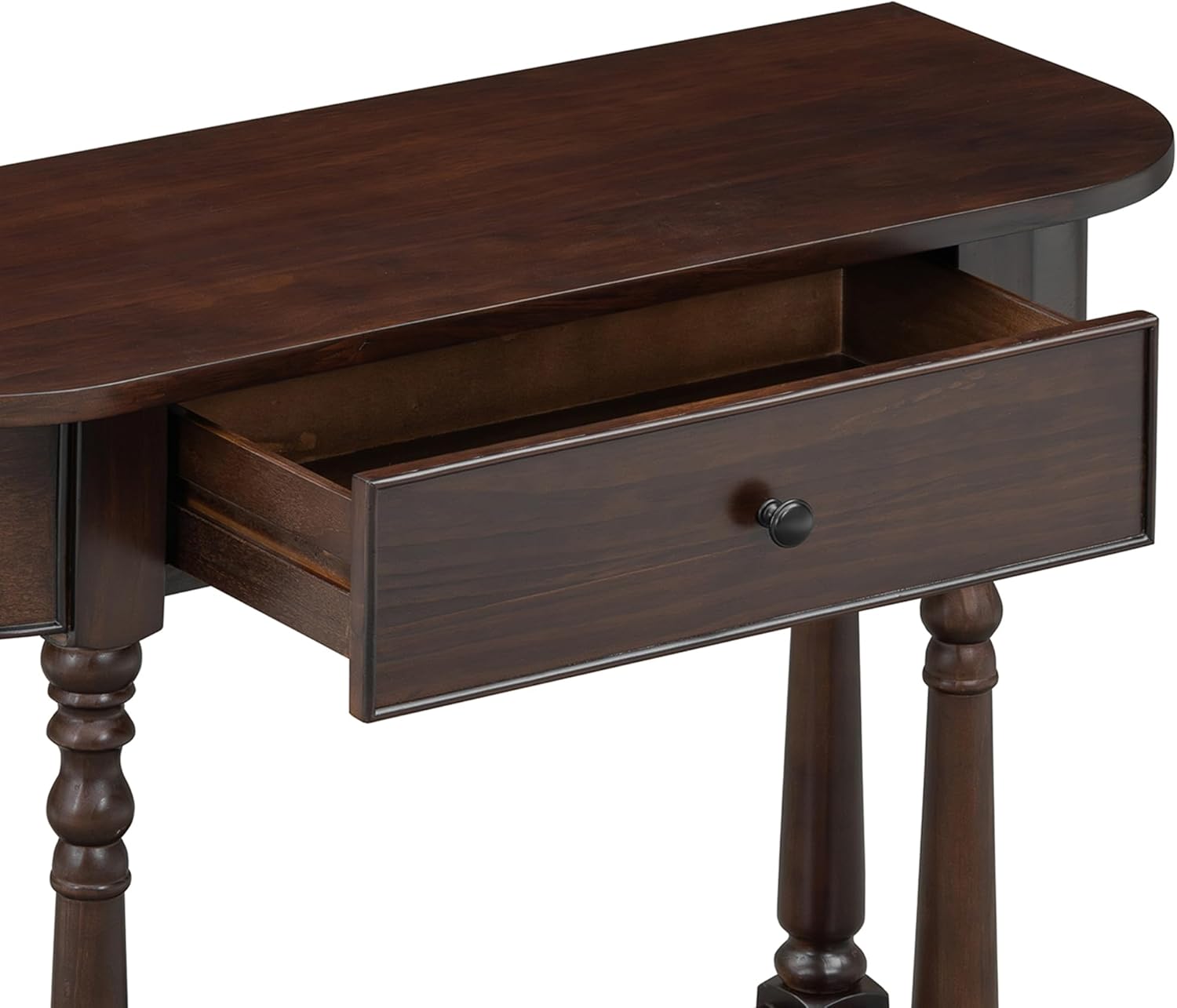 Amposei Small Curved Console Table 36-Inch Retro Farmhouse Entryway Sofa Table with Drawer & Storage Shelf for Entry Hallway Foyer Living Room Furniture, Solid Wood Legs, Space-Saving, Espresso