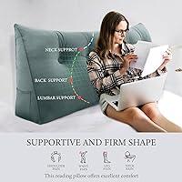 Vista 77 de Triangular Reading Pillow Wedge Headboard Back Support Pillow for Sitting up in Bed Daybed Bolster Backrest Couch Sofa Corner Cushion Medium Velvet