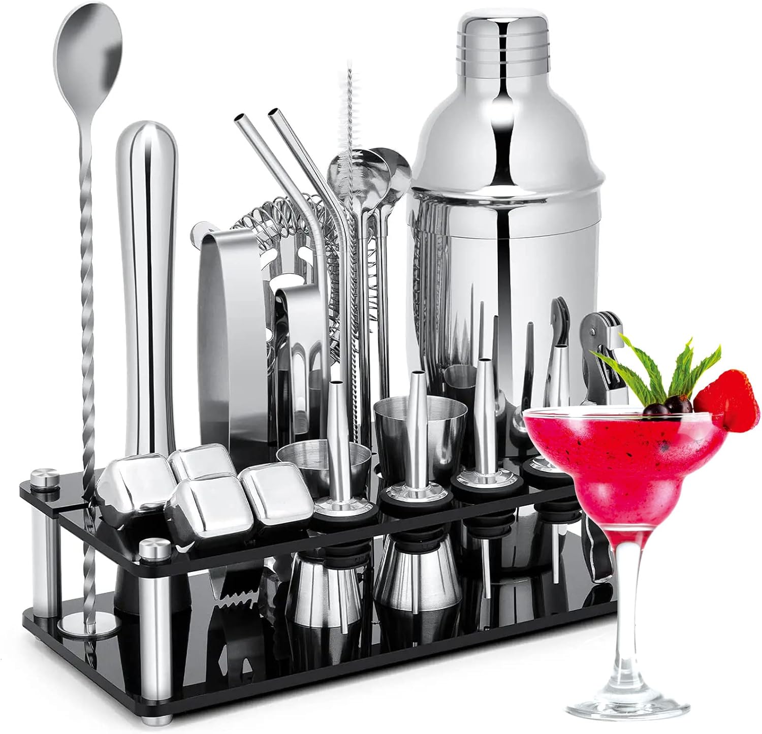 23 Teiliges Cocktail Shaker Set, Cocktail Mix Set,Edelstahl Barkeeper