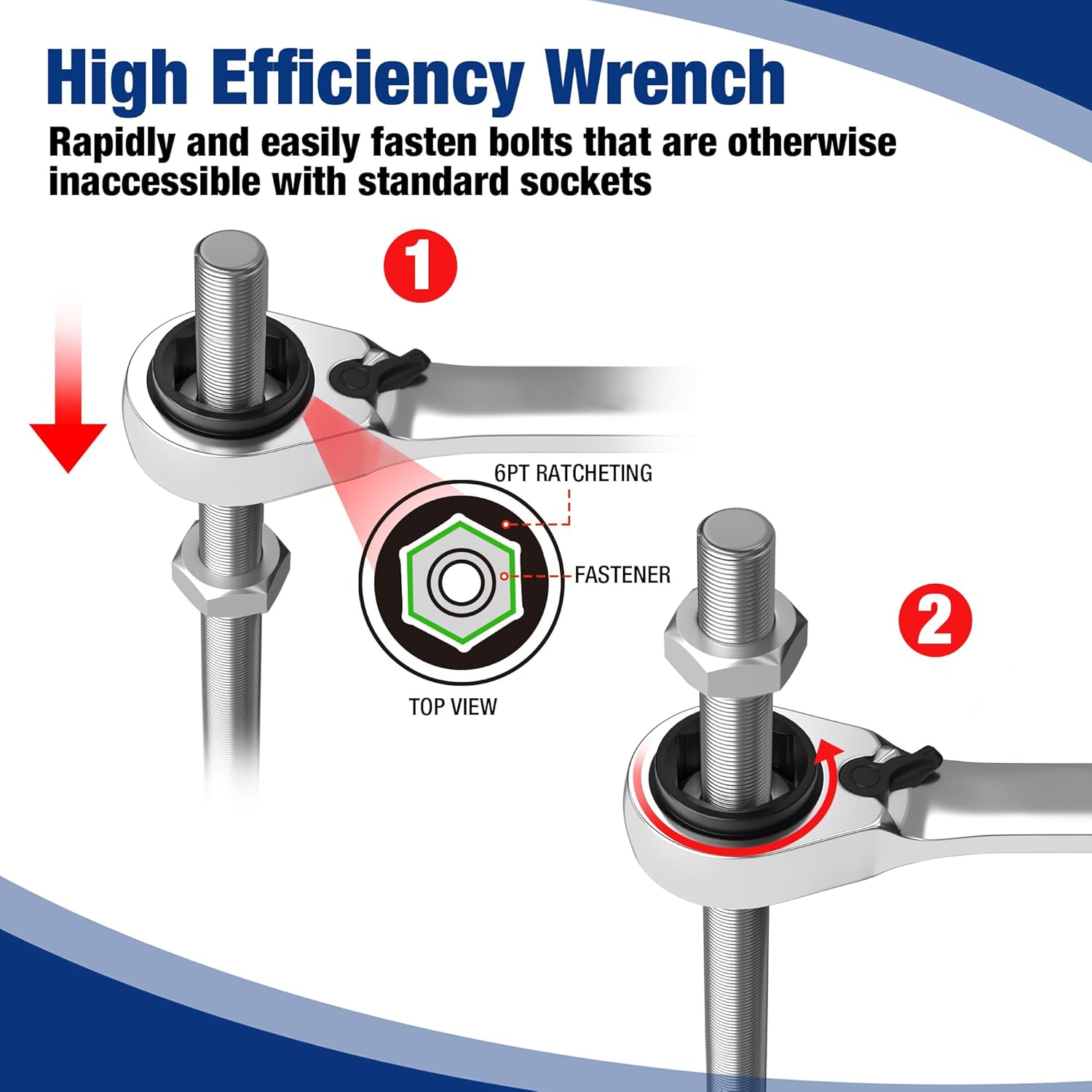 WORKPRO 7-Piece 3-in-1 Reversible Ratchet Wrench Set, SAE 5/16" to 3/4", 6PT &12PT & Open-End Wrenches, 72-Teeth Ratcheting Combination Wrench with Rolling Pouch