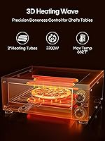 Vista 7 de Horno de pizza comercial de 12 pulgadas, hornos de pizza de encimera con temperatura máxima de 662 °F, olla eléctrica de pizza de 2 capas