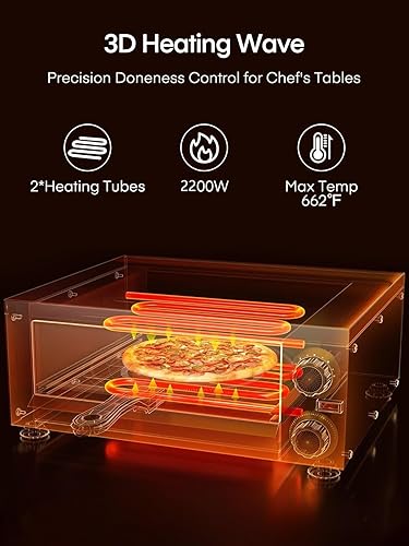 Miniatura 7 de Horno de pizza comercial de 12 pulgadas, hornos de pizza de encimera con temperatura máxima de 662 F, olla eléctrica de pizza de 2 capas con