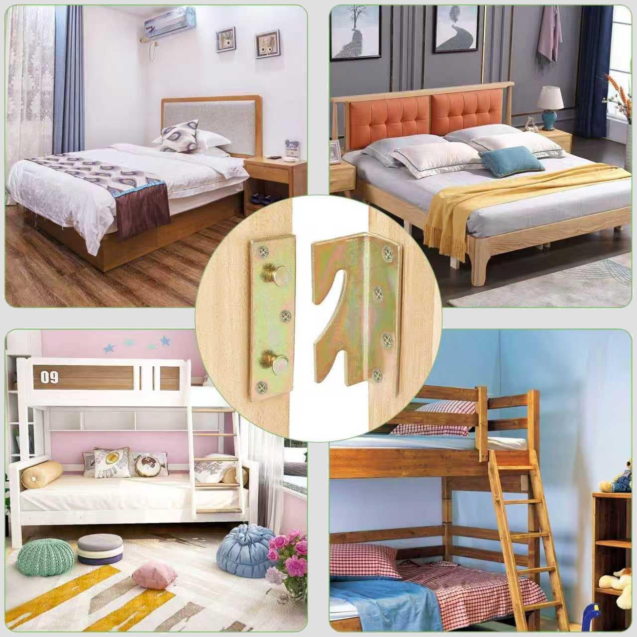 Bed Rail Brackets Set of 4 (Screws Included),Bed Fittings Wooden Bed Frame Hardware Connectors, Bed Frame Brackets for Headboards, Footboards
