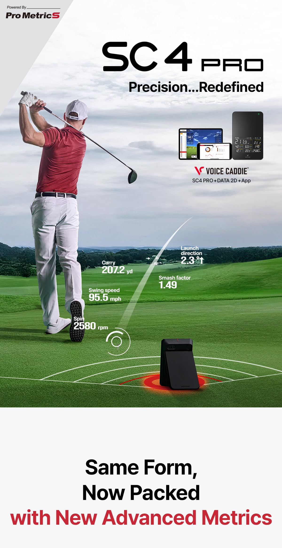 Voice Caddie SC4 Pro Monitor de Lanzamiento de Golf Simulador 3D con Funda Oficial