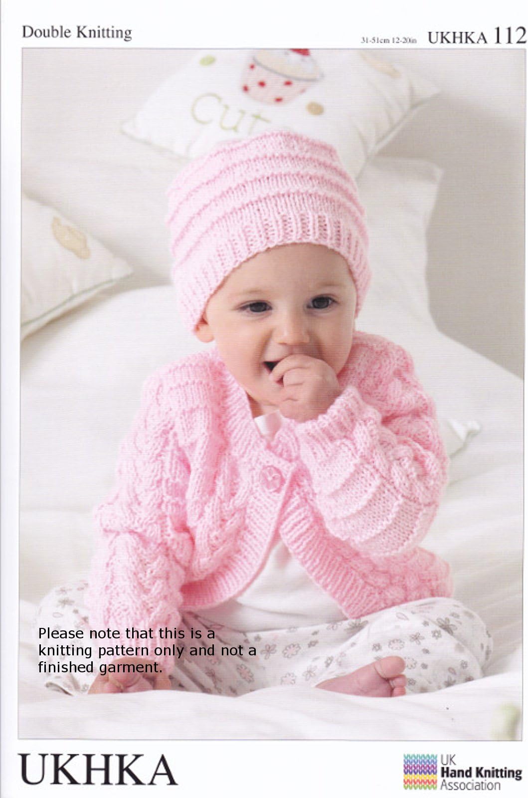 Double Knitting DK Pattern for Long Short Sleeved Baby Cardigans Hat & Blanket (UKHKA 112)