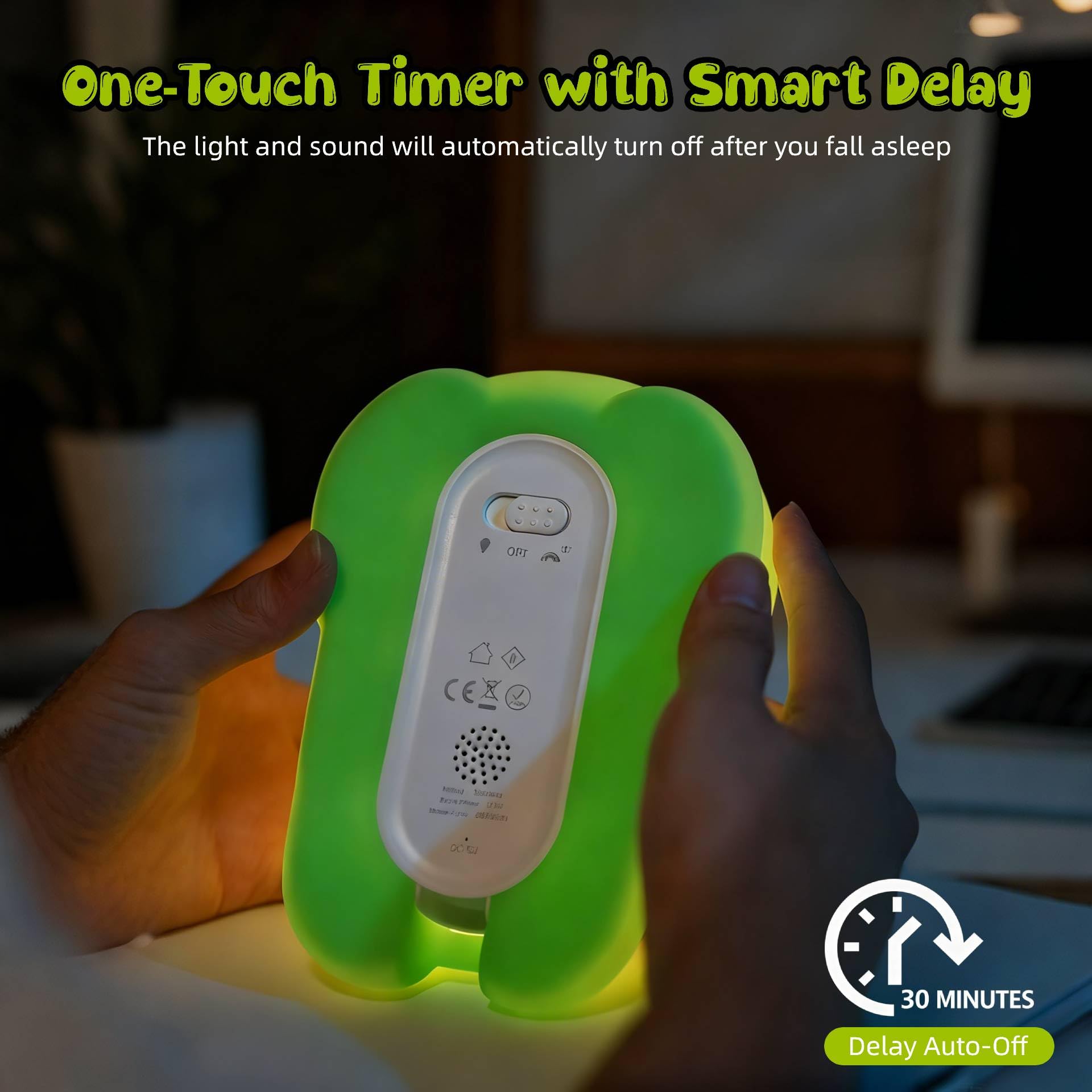 Veilleuse grenouille mignonne avec bruit blanc - 4 sons apaisants et 8 modes d'éclairage, minuterie d'arrêt automatique, rechargeable par USB, aide au sommeil portable pour enfants, adultes, crèches