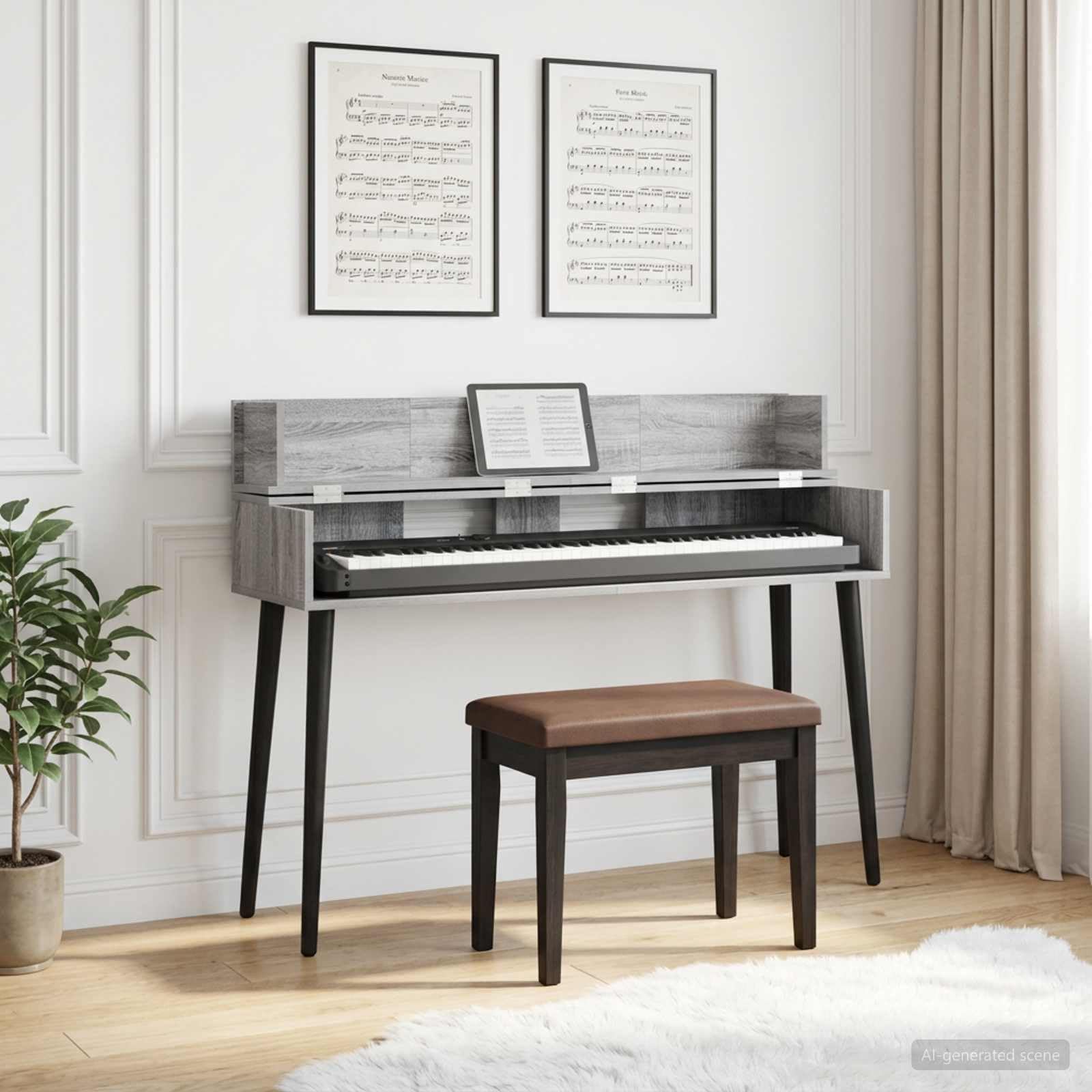 Studiotisch Holzwerkstoff Musikstudio Keyboard Tisch 152x40x19.5