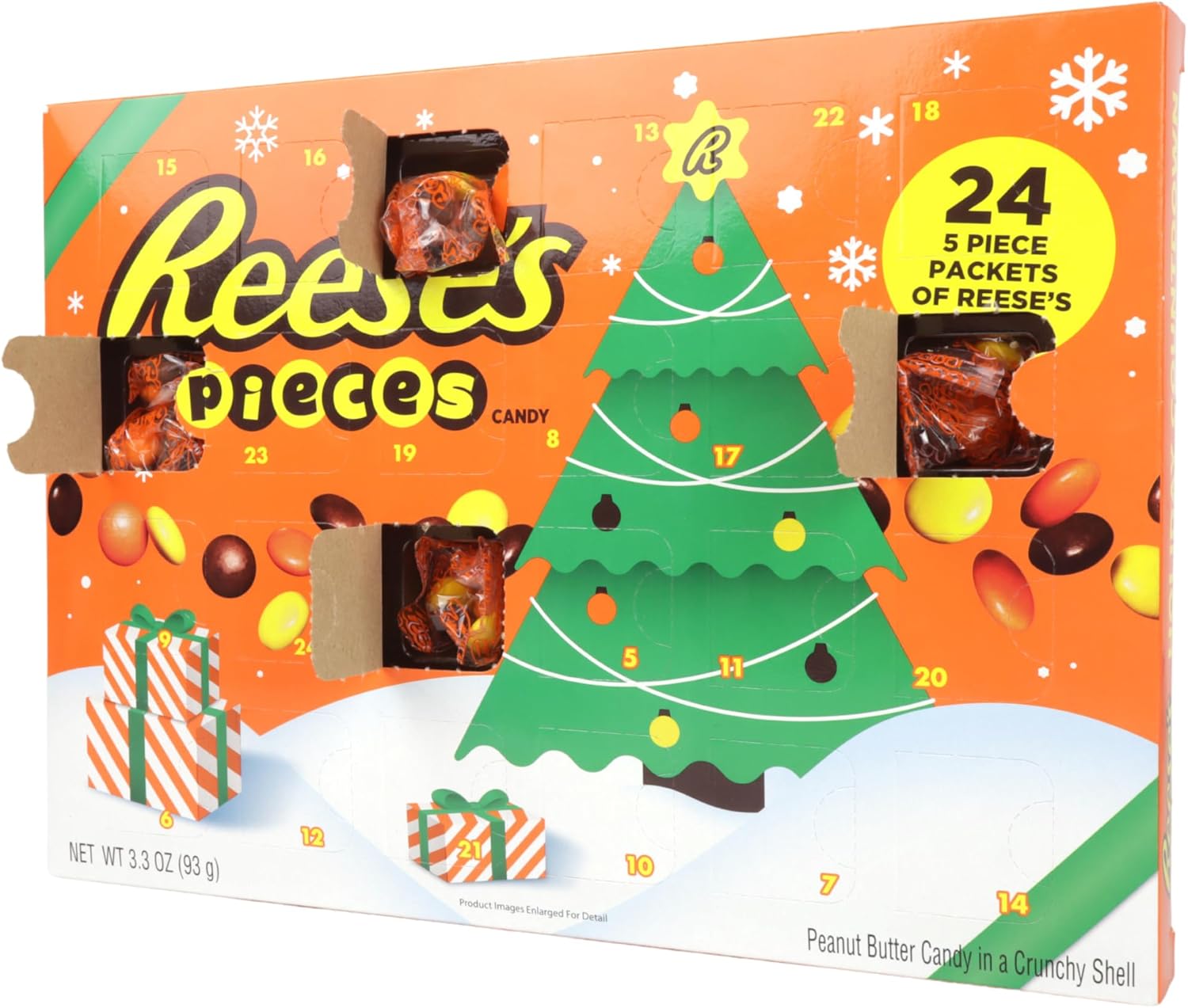 Galerie 2025 Reese’s Pieces Advent Calendars, Countdown to Christmas with Chocolate Peanut Butter Candies, 3.3 Ounces Each (Pack of 2)